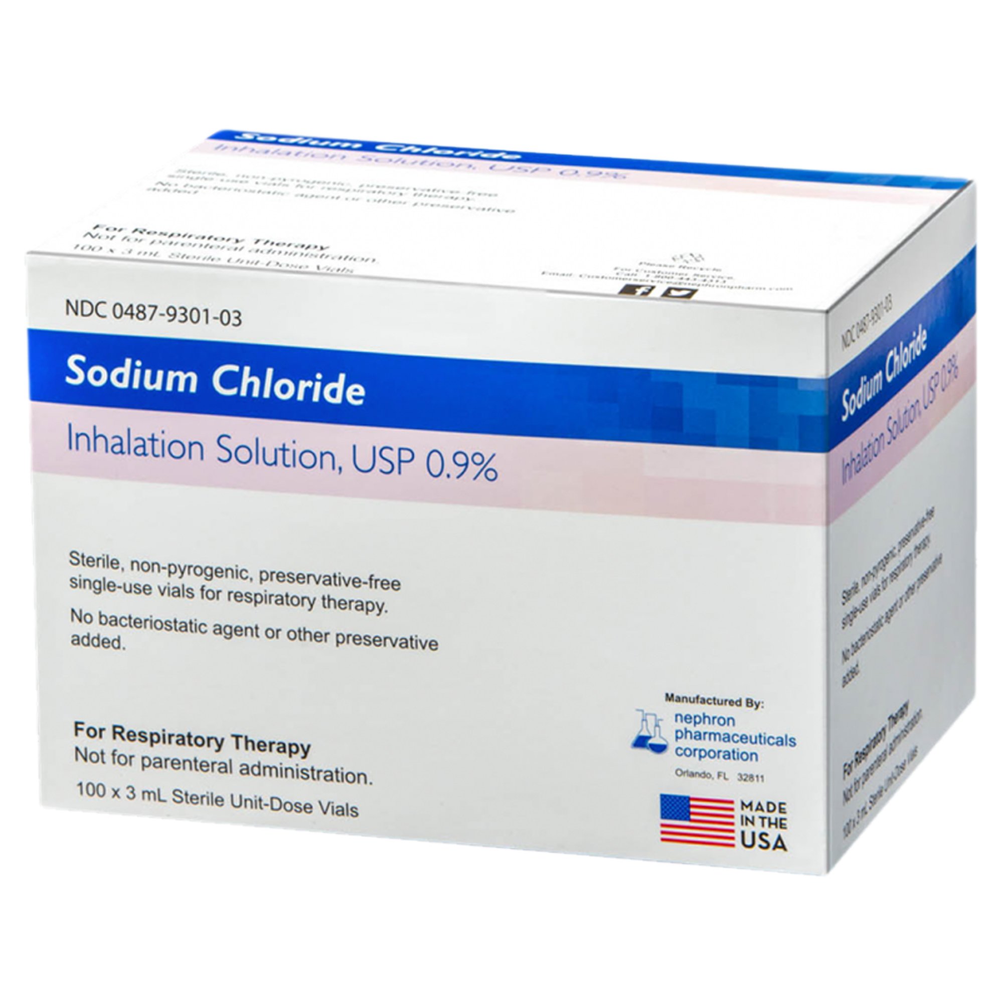Sodium Chloride, Preservative Free 0.9% Solution 3 mL by Nephron Pharmaceutical  ID 00487-9301-03